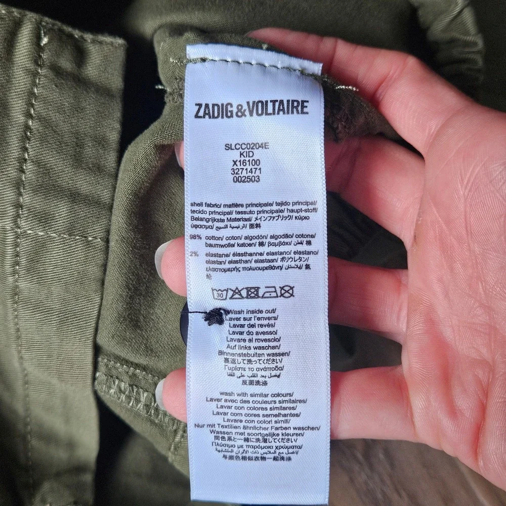 Zadig & Voltaire Military Coat Kids 8 Army Green NEW Embroidered Utility Jacket